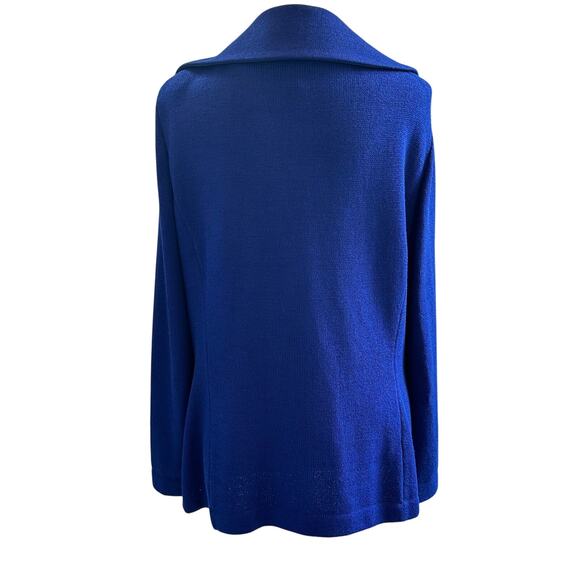 St. John Evening Marie Gray Royal Blue Santana Knit Blazer Skirt Set Sz 12 - Picture 7 of 14